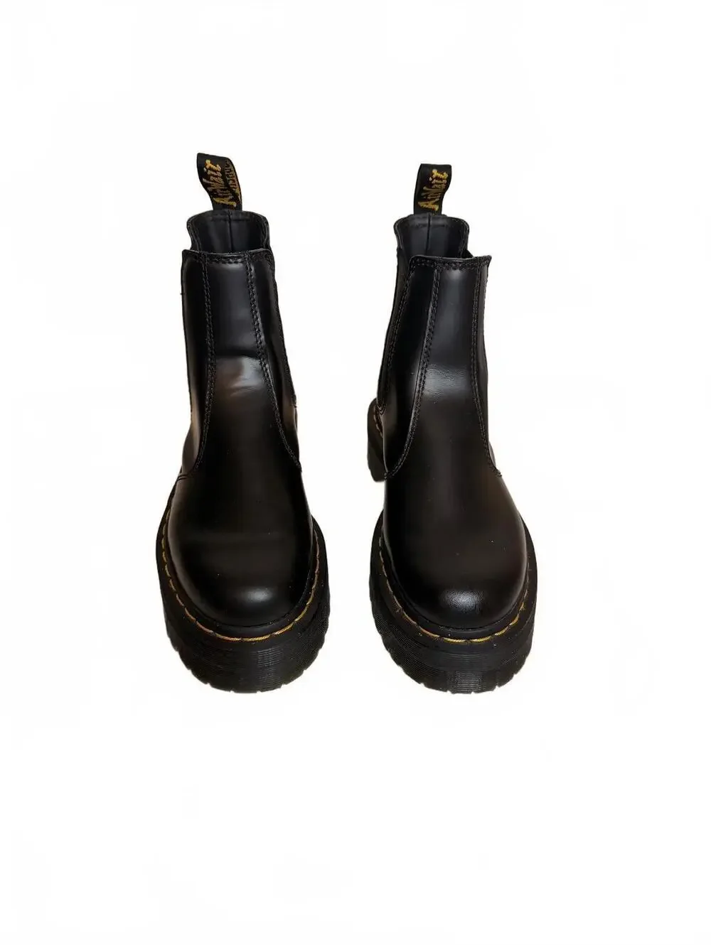Dr. Martens Black Leather Chelsea Polished Platform Boots Chunky Size 6